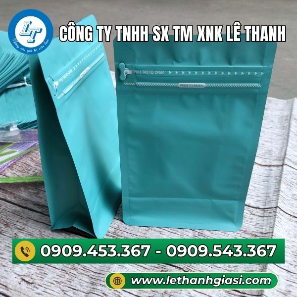 Túi zip nhôm 8 cạnh màu xanh ngọc Túi zip nhôm 8 cạnh