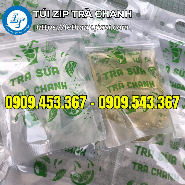 Túi zip trà chanh in sẵn 1 mặt Túi zip trà chanh in sẵn