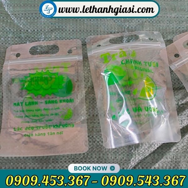 Túi zip trà chanh in 2 mặt Túi zip trà chanh