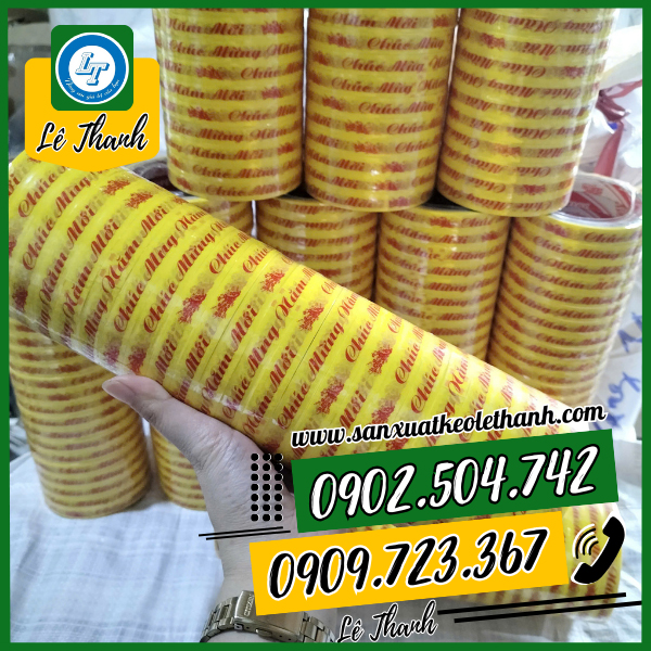 Băng keo chúc mừng năm mới nền vàng Băng keo chúc mừng năm mới nền vàng