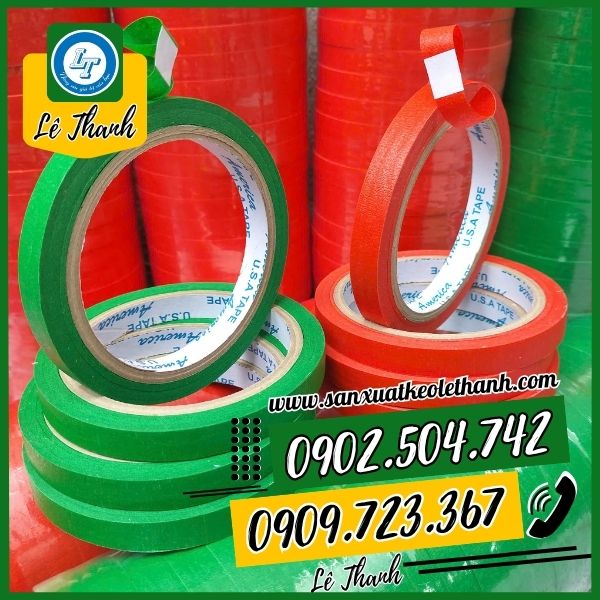 Băng keo giấy màu xanh, đỏ Băng keo giấy màu xanh, đỏ