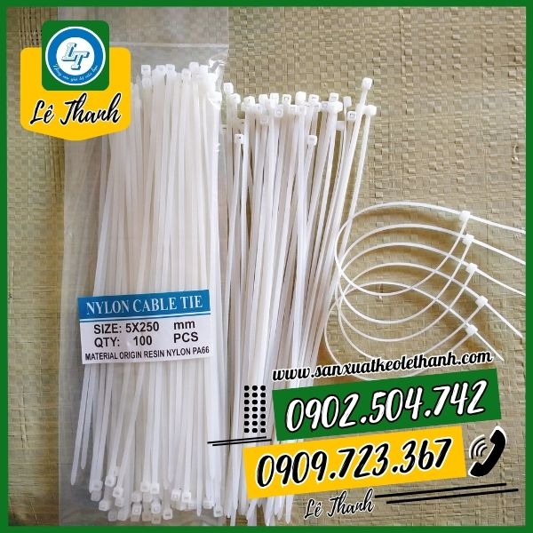 Dây rút nhựa trắng 2 tấc 5 Dây rút nhựa trắng 2 tấc 5