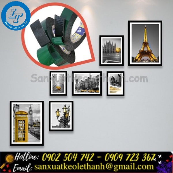 Treo tranh ảnh không cần đinh, ốc vít vì đã có băng keo mút xốp đen Treo tranh ảnh không cần đinh, ốc vít vì đã có băng keo mút xốp đen