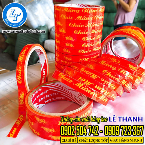 Băng dính chúc mừng năm mới thiết kế cuộn tròn, bám dính tốt