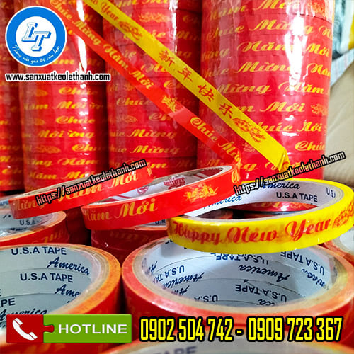 Băng keo chúc mừng năm mới nền vàng và nền đỏ