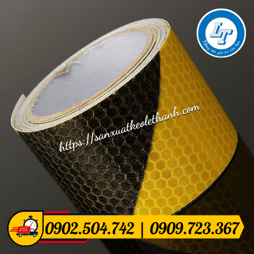 Băng keo dán nền phản quang sọc vàng đen Băng keo dán nền phản quang sọc vàng đen