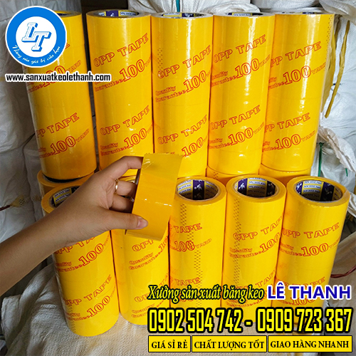 Băng keo màu vàng dán thùng xốp