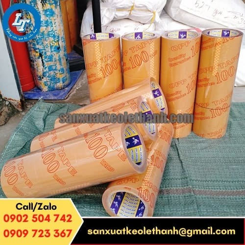 Sản xuất băng keo đục dán thùng theo kích thước yêu cầu của khách Băng keo đục đóng thùng 10f theo yêu cầu