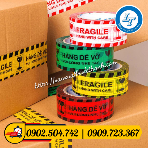 Băng keo hàng dễ vỡ có nhiều màu sắc Băng keo hàng dễ vỡ có nhiều màu sắc