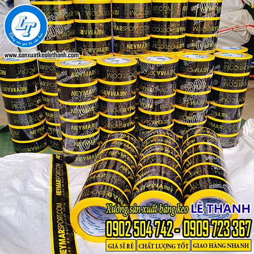 Sản xuất băng keo in logo màu vàng đen theo yêu cầu