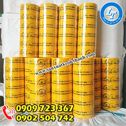 Mẫu băng keo in logo màu vàng