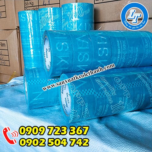 Băng keo in logo màu xanh