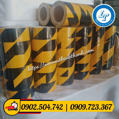 băng keo dán nền sọc vàng đen đóng gói cây 6 cuộn băng keo dán nền sọc vàng đen đóng gói cây 6 cuộn