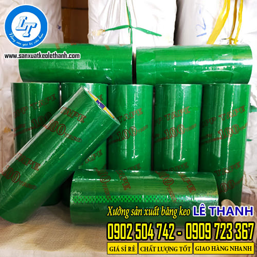 Băng keo dán thùng xốp màu xanh lá