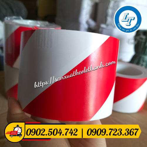 cuộn băng keo dán nền sọc đỏ trắng cuộn băng keo dán nền sọc đỏ trắng