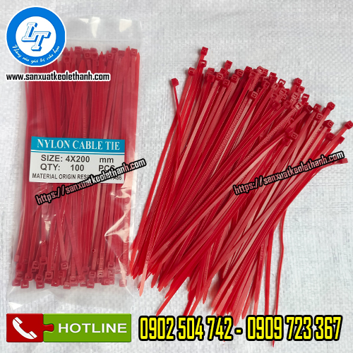 Dây rút nhựa màu đỏ 2 tấc 4 li Dây rút nhựa màu đỏ 2 tấc 4 li