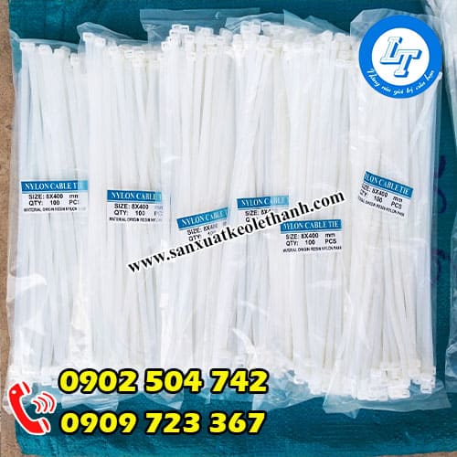 Dây rút nhựa trắng 4 tấc, bịch 100 sợi