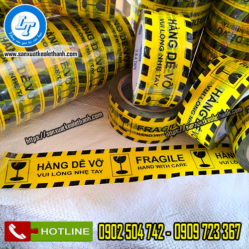 Dòng chữ in trên băng keo hàng dễ vỡ Dòng chữ in trên băng keo hàng dễ vỡ
