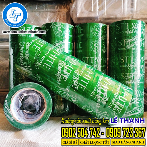 Băng keo in logo màu xanh lá