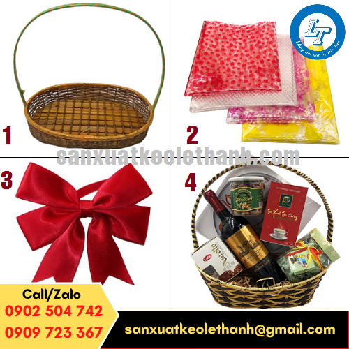 Vật liệu gói giỏ quà tết ấn tượng Vật liệu gói giỏ quà tết ấn tượng