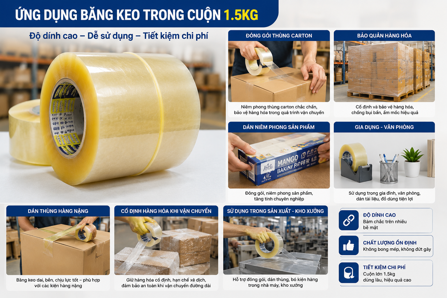 Ứng dụng của cuộn băng keo trong Ứng dụng của cuộn băng keo trong