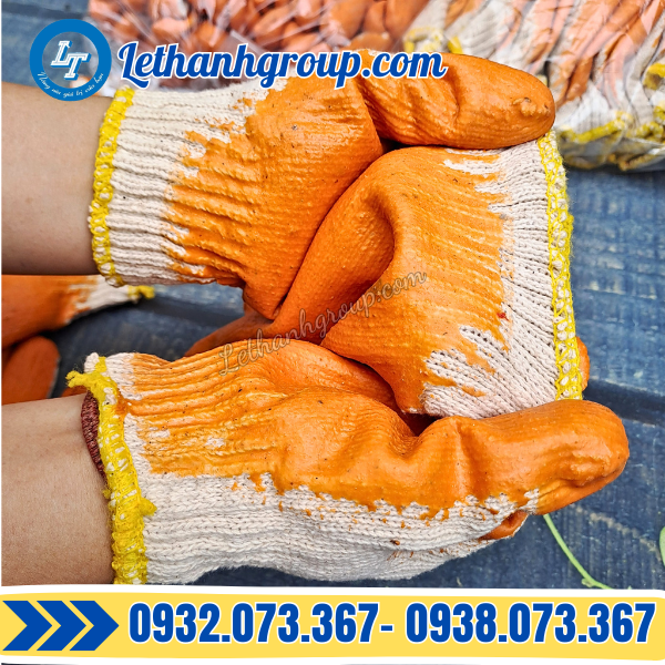 bán giá rẻ bao tay len nhúng nhựa màu cam bền chắc bám tốt