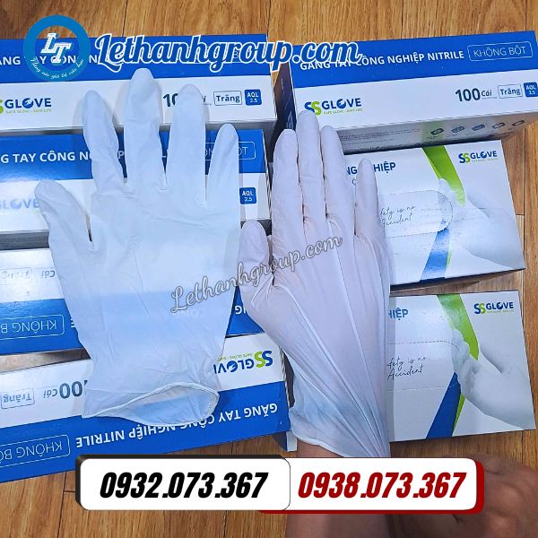 bán rẻ găng tay cao su công nghiệp ssglove màu trắng giá sỉ tận gốc