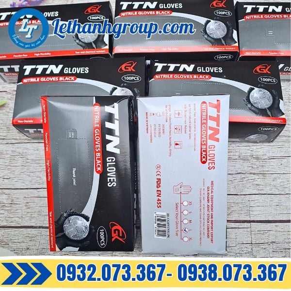 bán sỉ găng tay cao su đen ttn giá rẻ thùng 10 hộp