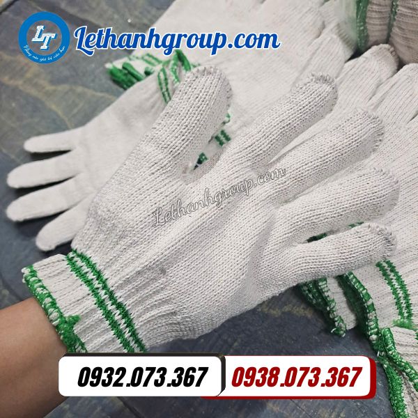 bán sỉ găng tay len kem 2 viền xanh bao 500 đôi