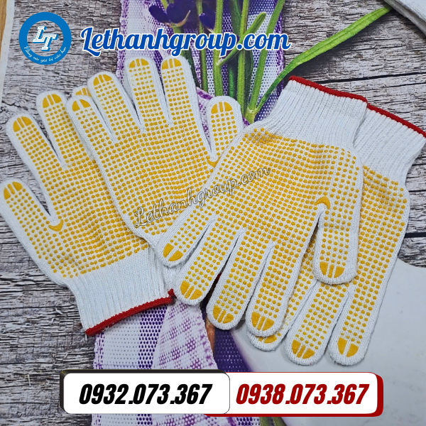 bao tay len phủ hạt nhựa màu vàng chống trượt giá sỉ uy tín toàn hcm