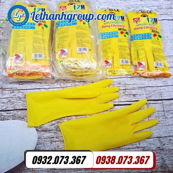 găng tay cao su đông cầu vồng s vàng giá sỉ thùng 200 đôi