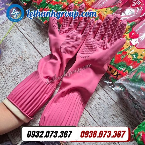 găng tay cao su gragon màu hồng size xl giá sỉ thùng 400 đôi