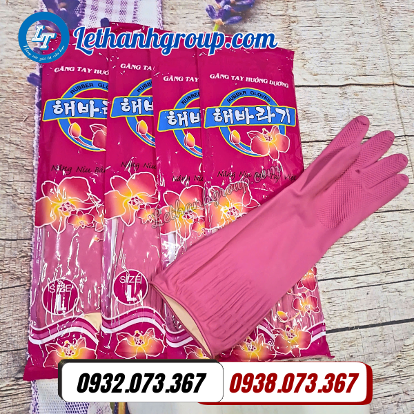 găng tay cao su hướng dương hồng xl bảo hộ tốt hơn