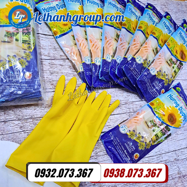 găng tay cao su hướng dương màu vàng có giãn tốt giá sỉ rẻ