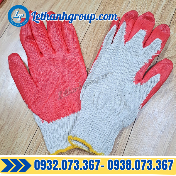 găng tay len nhúng nhựa đỏ 60g chống trơn giá sỉ kiện 300 đôi