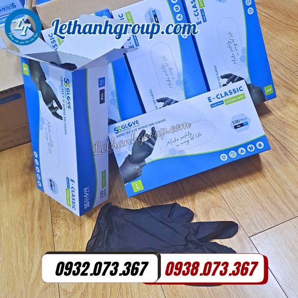 găng tay nitrile đen ss glove hộp 100 chiếc