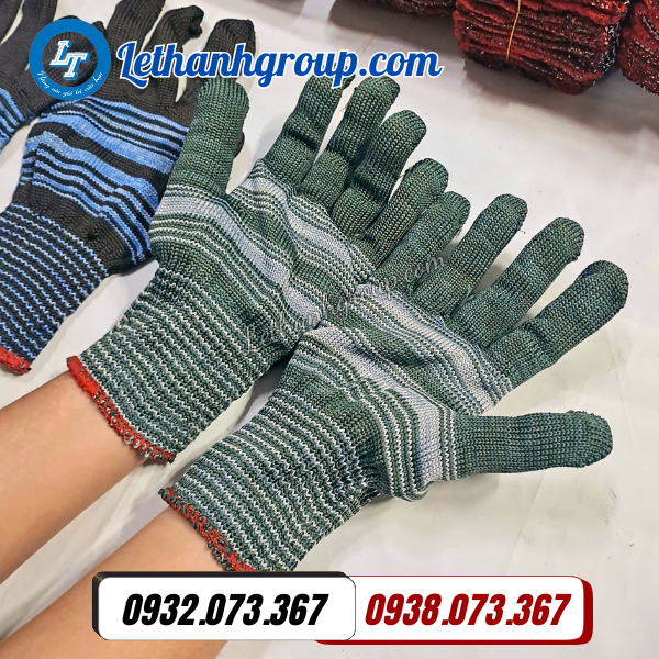 găng tay poly sọc thời trang giá sỉ sẵn kho bao 500 đôi