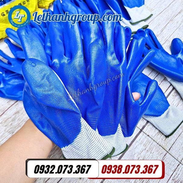 găng tay sợi phủ sơn 388 50g màu xanh chống trượt tốt giá bán sỉ rẻ