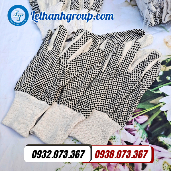 găng tay vải bạt phủ hạt nhựa đen 85g giá bỏ sỉ rẻ