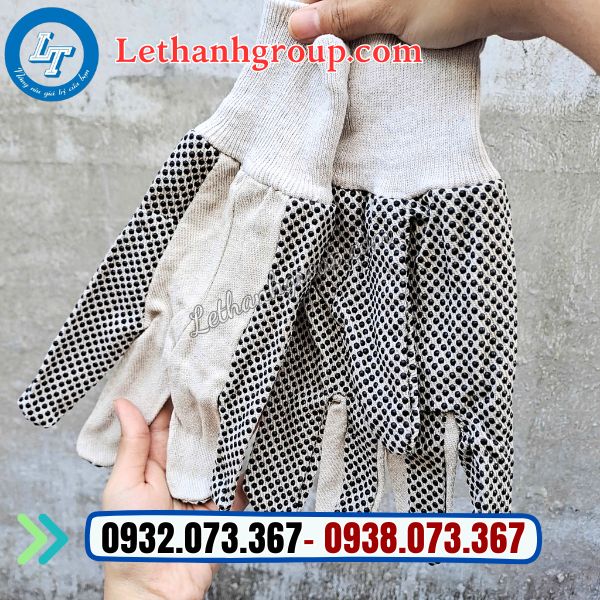 găng tay vải bạt phủ hạt nhựa đủ trọng lượng giá sỉ rẻ cho đại lý