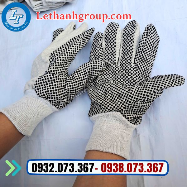 găng tay vải bạt phủ hạt nhựa gia ssir rẻ chất lượng giao toàn quốc