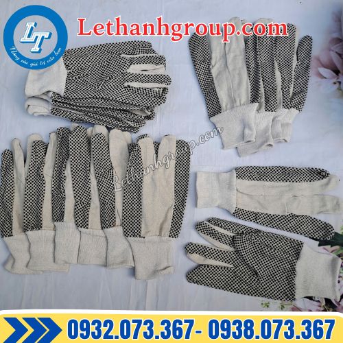 găng tay vải bạt phủ hạt nhựa pvc màu đen chất lượng giá sỉ rẻ