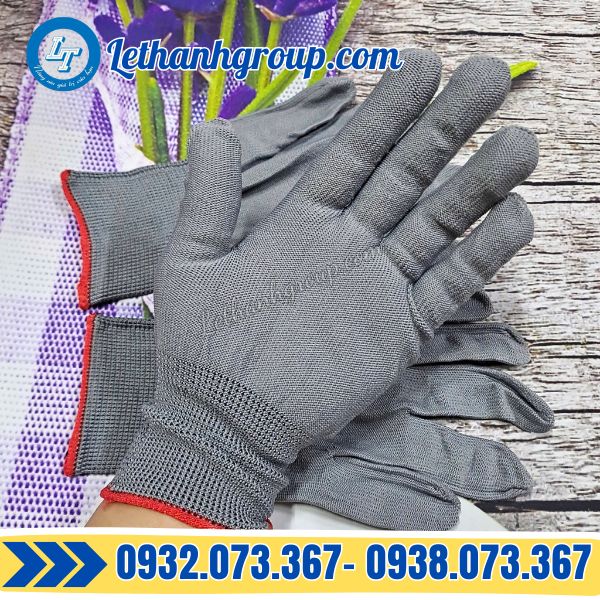 găng tay vải mỏng màu xám dệt kim
