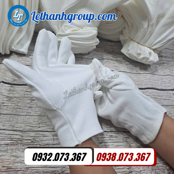 găng tay vải thun cotton trắng 100%