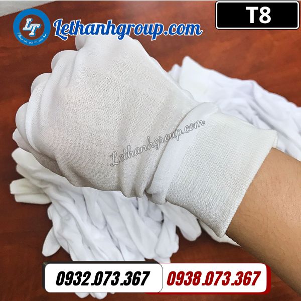 găng tay vải thun trắng bo cổ tay giá sỉ dễ dùng
