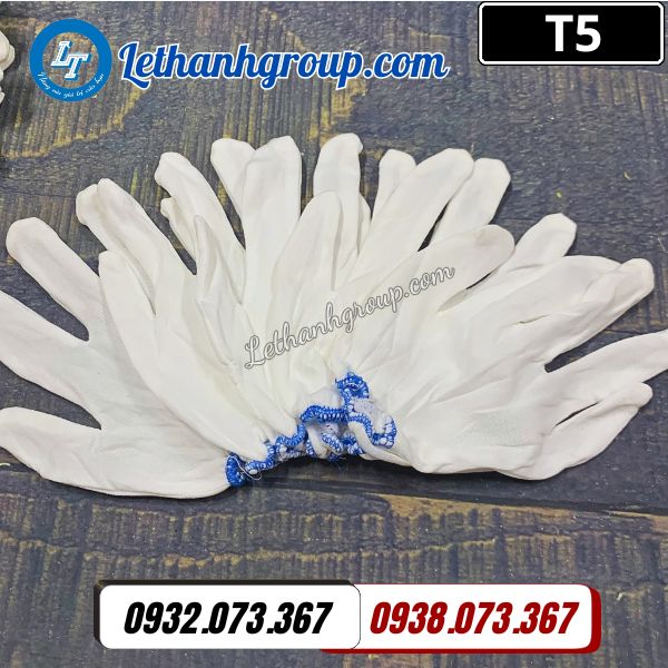 găng tay vải thun trắng t5 giá bản sỉ rẻ bao 500 đôi