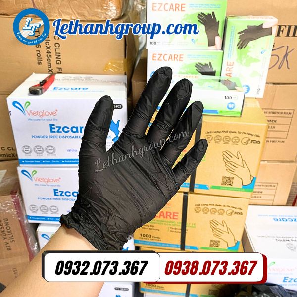 găng tay y tế đen nitrile không bột vietglove giá sỉ rẻ bao ship hcm