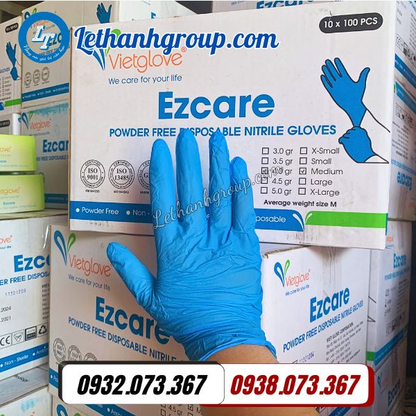 găng tay y tế không bột màu xanh nitrile giá rẻ uy tín toàn quốc
