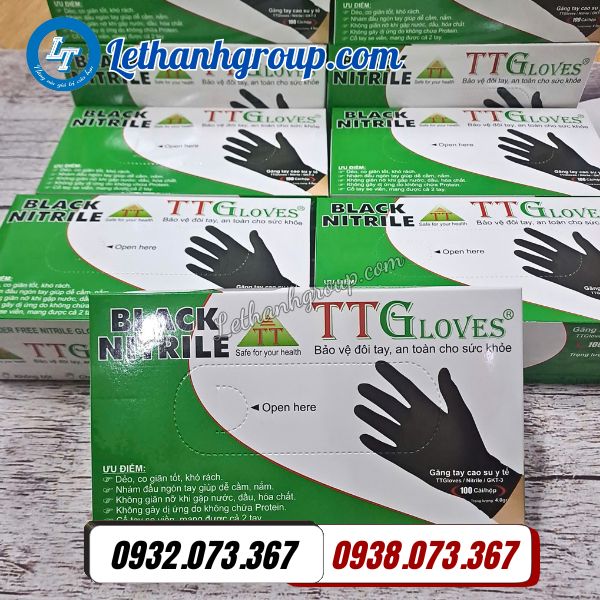 găng tay y tế đen không bột giá sỉ siêu hời