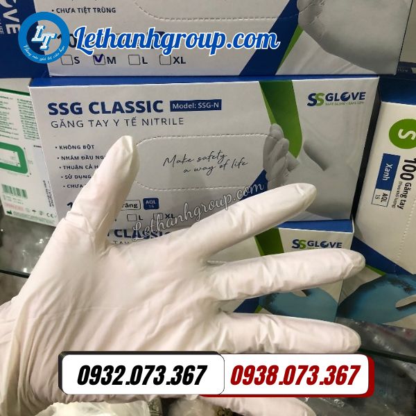 găng tay y tế ssglove trắng giá sỉ bao nhiêu 1 hộp
